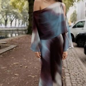 Satin Effect Print Dress